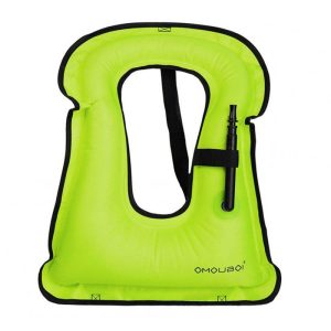 Inflatable Swim Vest With Blow Valve Life Jacket Buoyancy Vest Portable Wear-resistant Swimming Aids Equipment fluorescent green  |  Survival Gears Camping & Hiking Fluorescent green