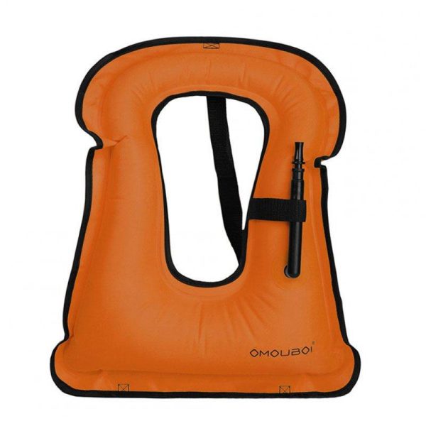 Inflatable Swim Vest With Blow Valve Life Jacket Buoyancy Vest Portable Wear-resistant Swimming Aids Equipment orange  |  Survival Gears Camping & Hiking Orange