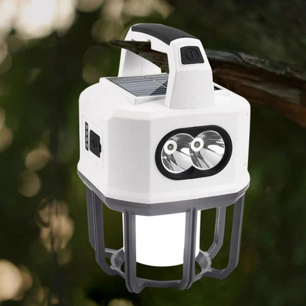 Led Camping Lanterns Solar Lights, Rechargeable USB Portable Light Flashlight With Built-in Handle, 8 Lighting Modes For Camping And Hiking White  |  Outdoor Lamps Camping & Hiking Outdoor Lamps