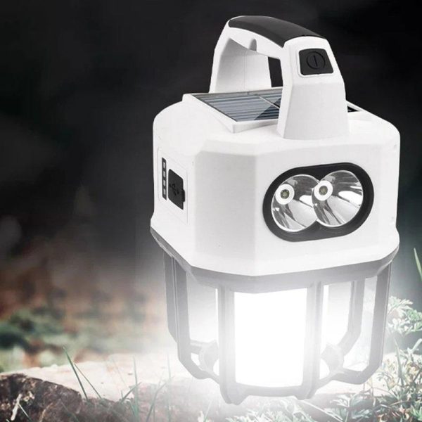 Led Camping Lanterns Solar Lights, Rechargeable USB Portable Light Flashlight With Built-in Handle, 8 Lighting Modes For Camping And Hiking White  |  Outdoor Lamps Camping & Hiking Outdoor Lamps