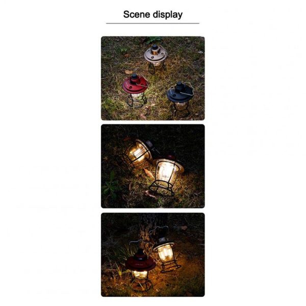 Led Retro Portable Camping Lantern Multifunctional Rechargeable Stepless Dimming Outdoor Hanging Tent Lamp red  |  Outdoor Lamps Camping & Hiking Outdoor Lamps