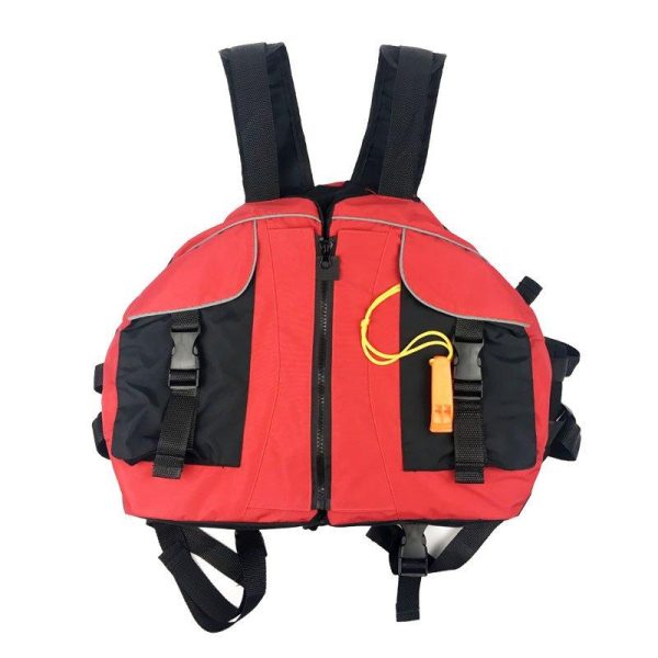 Life Vest with Whistle Swimming Boating Drifting Water Sports Jacket Polyester Adult Life Vest Jacket Orange_One size-adjustable size  |  Survival Gears Camping & Hiking Orange + One size-adjustable size