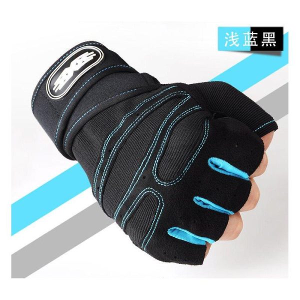 Man Anti-Skid Half Finger Gloves Comfortable Breathable Sports Gloves for Outdoor Sports Cycling Weightlifting black with dark blue_L  |  Protective Gears Exercise & Sports Black with dark blue + L