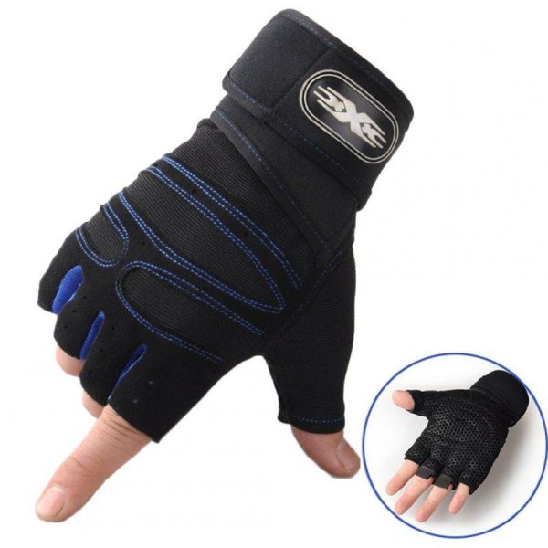 Man Anti-Skid Half Finger Gloves Comfortable Breathable Sports Gloves for Outdoor Sports Cycling Weightlifting black with dark blue_L  |  Protective Gears Exercise & Sports Black with dark blue + L