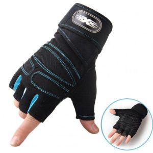 Man Anti-Skid Half Finger Gloves Comfortable Breathable Sports Gloves for Outdoor Sports Cycling Weightlifting black with light blue_L  |  Protective Gears Exercise & Sports Black with light blue + L