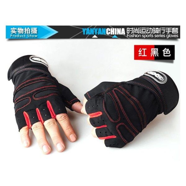 Man Anti-Skid Half Finger Gloves Comfortable Breathable Sports Gloves for Outdoor Sports Cycling Weightlifting black with red_XL  |  Protective Gears Exercise & Sports Black with red + XL