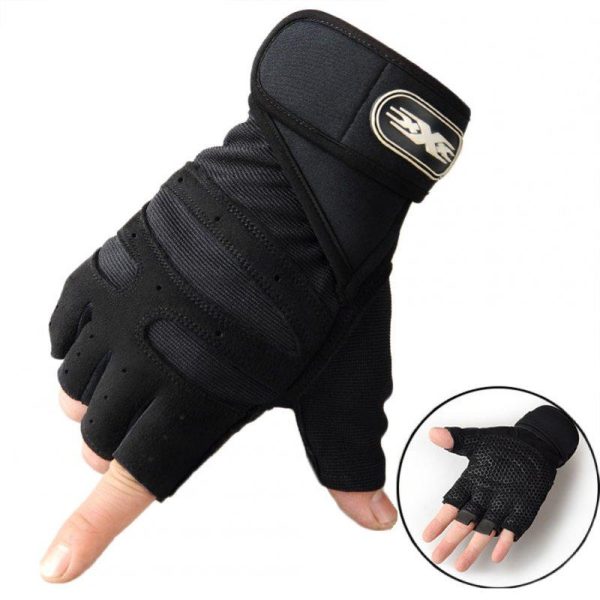 Man Anti-Skid Half Finger Gloves Comfortable Breathable Sports Gloves for Outdoor Sports Cycling Weightlifting black_XL  |  Protective Gears Exercise & Sports Black + XL