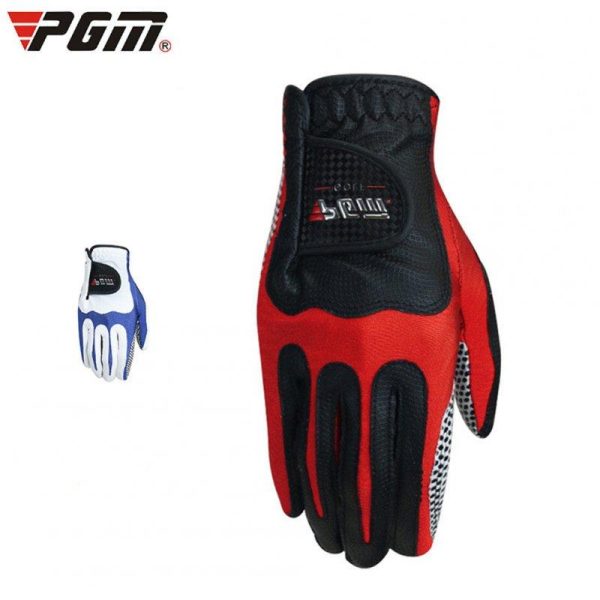 Men Golf Fiber Cloth Gloves Left/Right Hand Glove Magic Elastic Particles Men Slip-resistant Accessories [Left hand] black red_XL  |  Ball Games & Golf Ball Games & Golf [Left hand] black red + XL