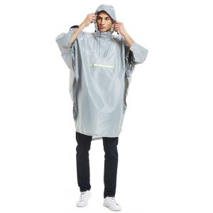 Men Women Raincoat Lightweight Cycling Poncho Hooded Rainwear For Outdoor Camping Mountaineering Hiking Fishing grey  |  Outdoor Gadgets Camping & Hiking Grey