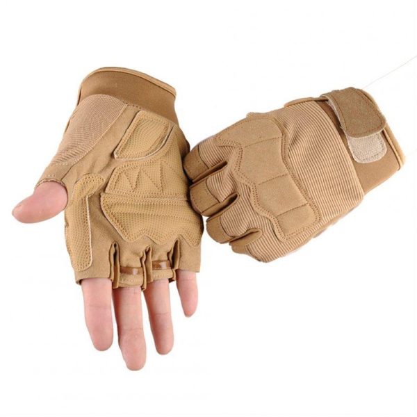 Men Women Riding Gloves Camouflage Half Finger Non-slip Outdoor Climbing Cycling Mitten Sand color M  |  Protective Gears Exercise & Sports Protective Gears