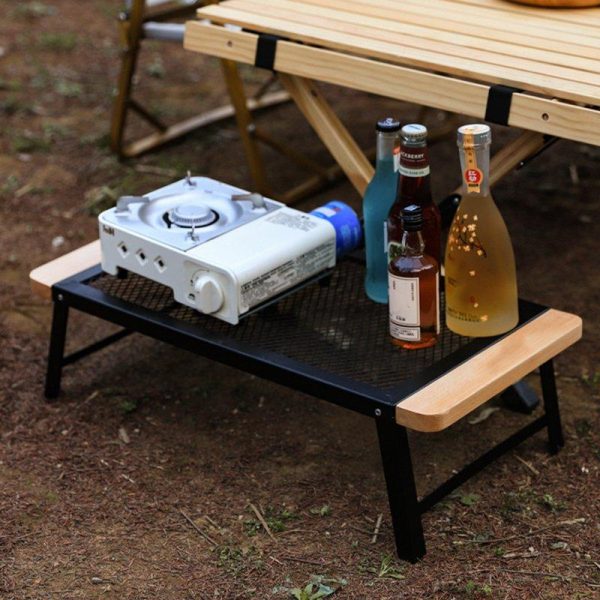 Mesh Camping Table With Folding Legs Outdoor Camping Portable Iron Dining Tables Lightweight For Outside Picnic black  |  Camp Kitchen Camp Kitchen Black