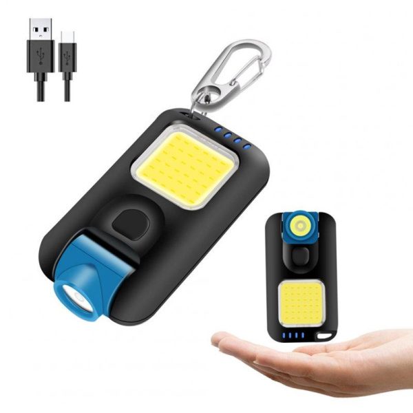 Mini Led Keychain Flashlight Multi-fuctional Usb Rechargeable Cob Work Lights Outdoor Emergency Camping Light as picture show  |  Outdoor Lamps Camping & Hiking As picture show