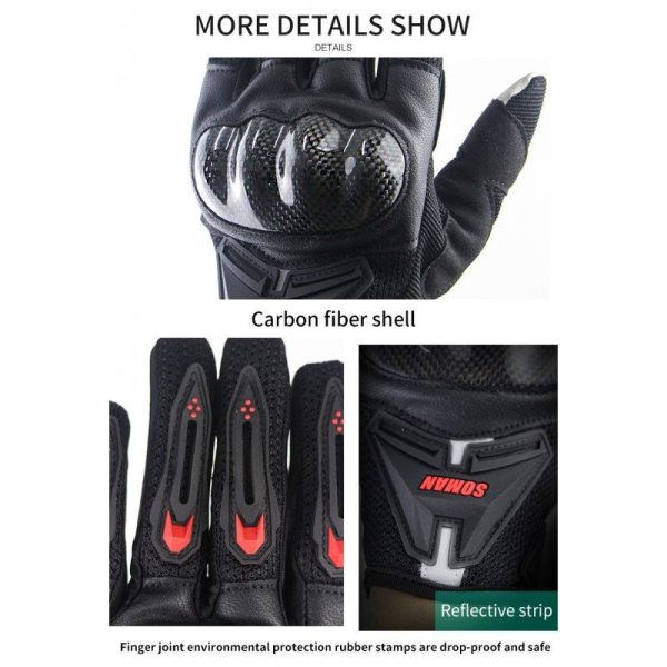 Motorcycle  Gloves Leather Moto Riding Gloves Motorbike Protective Gears red_XL  |  Cyclist Equipment Cycling Cyclist Equipment