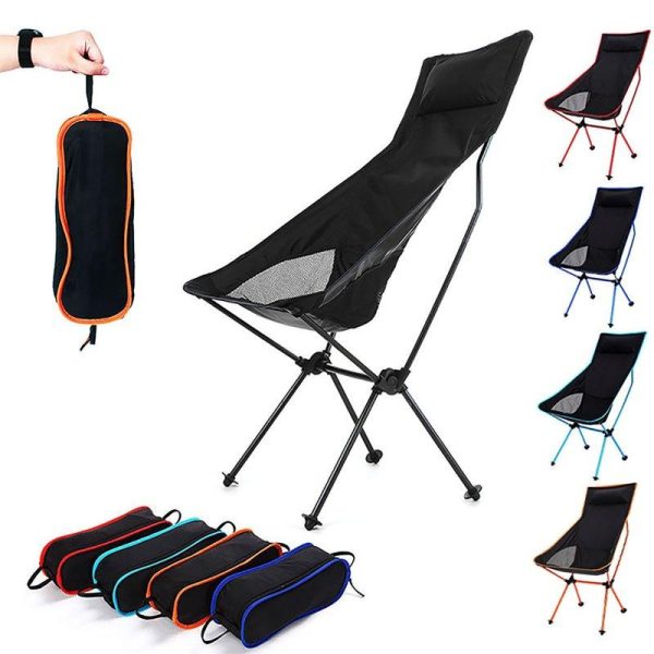 Outdoor Fishing Chair Portable Aluminum Alloy Ultralight Extended Folding Chair for Hiking Camping Picnic Lake Blue  |  Outdoor Gadgets Camping & Hiking Lake blue