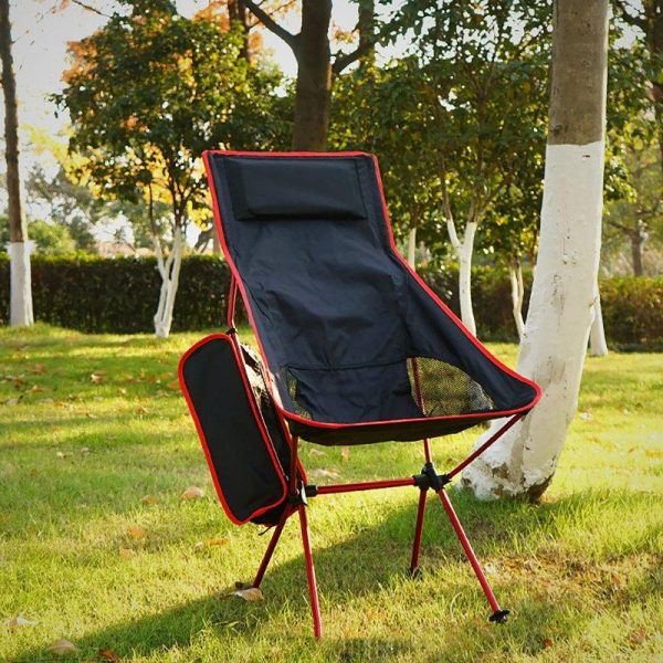 Outdoor Fishing Chair Portable Aluminum Alloy Ultralight Extended Folding Chair for Hiking Camping Picnic Lake Blue  |  Outdoor Gadgets Camping & Hiking Lake blue