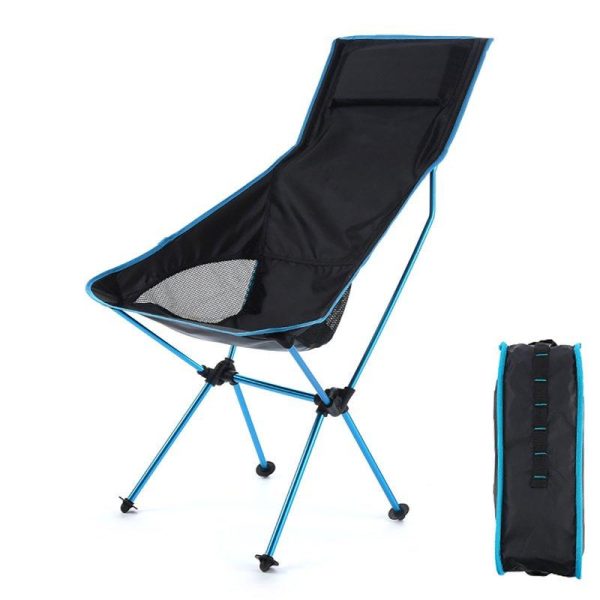 Outdoor Fishing Chair Portable Aluminum Alloy Ultralight Extended Folding Chair for Hiking Camping Picnic Lake Blue  |  Outdoor Gadgets Camping & Hiking Lake blue