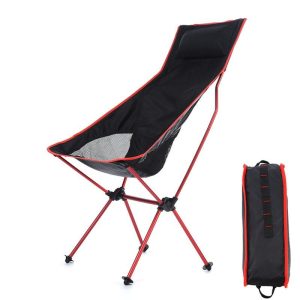 Outdoor Fishing Chair Portable Aluminum Alloy Ultralight Extended Folding Chair for Hiking Camping Picnic Red  |  Outdoor Gadgets Camping & Hiking Outdoor Gadgets