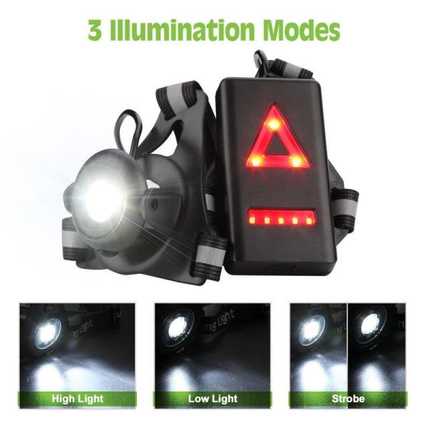 Outdoor Night Running Lights USB Charging LED Chest Lamp Back Warning Light For Camping Hiking Running Jogging as shown  |  Outdoor Lamps Camping & Hiking As shown