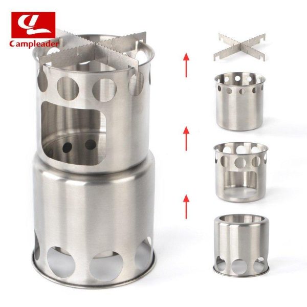 Outdoor Portable Camping Stove Heater Stainless Steel Windproof Firewood Stove Round Stove Wood stove (without set of pots)  |  Camp Kitchen Camp Kitchen Camp Kitchen