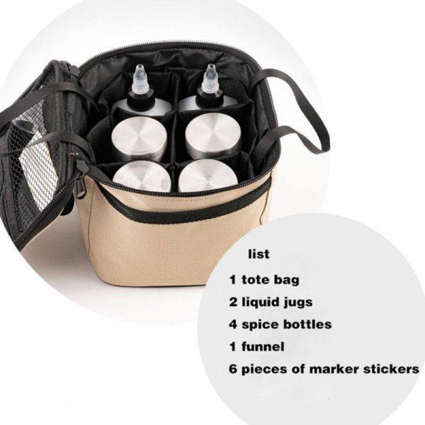 Outdoor Seasoning Spices Bottle Set Portable Camping Picnic Storage Bag with 1 handbag + 2 bottles + 4 pots  |  Camp Kitchen Camp Kitchen 1 handbag + 2 bottles + 4 pots