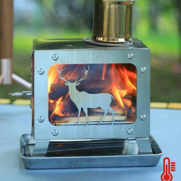 Outdoor Wood Burning Stove With Chimney Pipe Backpacking Stove For Cooking Camping Tent Hiking Fishing Backpacking silver  |  Camp Kitchen Camp Kitchen Camp Kitchen