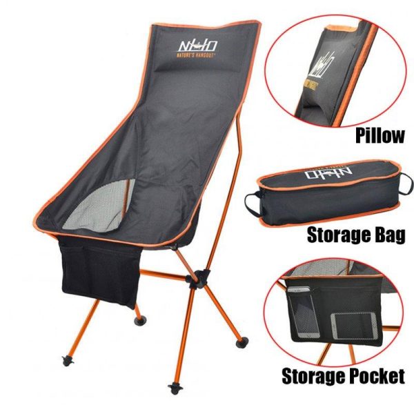 Portable Collapsible Chair Fishing Camping BBQ Stool Folding Extended Hiking Seat Ultralight Furniture Orange  |  Fishing Accessories Fishing Accessories Fishing Accessories