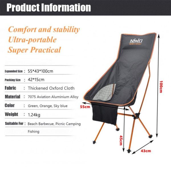 Portable Collapsible Chair Fishing Camping BBQ Stool Folding Extended Hiking Seat Ultralight Furniture Orange  |  Fishing Accessories Fishing Accessories Fishing Accessories