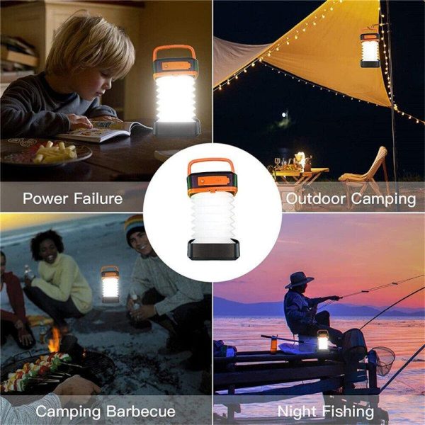 Portable Foldable Led Solar Light 3 Lighting Modes Ip44 Waterproof Rechargeable Camping Tent Light Torch orange  |  Outdoor Lamps Camping & Hiking Orange