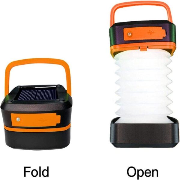 Portable Foldable Led Solar Light 3 Lighting Modes Ip44 Waterproof Rechargeable Camping Tent Light Torch orange  |  Outdoor Lamps Camping & Hiking Orange