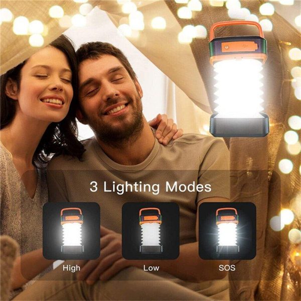 Portable Foldable Led Solar Light 3 Lighting Modes Ip44 Waterproof Rechargeable Camping Tent Light Torch orange  |  Outdoor Lamps Camping & Hiking Orange