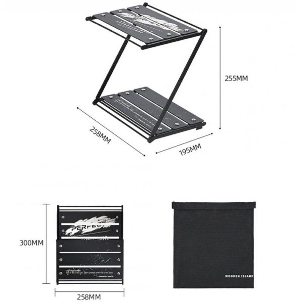 Portable Folding Table Double Layer Z-shaped Aluminum Alloy Camping Table Dinner Desk For Picnic Bbq Fishing Supplies army green  |  Camp Kitchen Camp Kitchen Army green