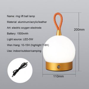 Portable Outdoor Camping Atmosphere Light Charging Table Lamp Bedroom Bedside Night Lights with Handle Orange  |  Outdoor Lamps Camping & Hiking Orange