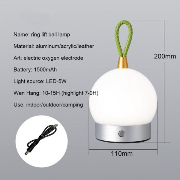 Portable Outdoor Camping Atmosphere Light Charging Table Lamp Bedroom Bedside Night Lights with Handle Orange  |  Outdoor Lamps Camping & Hiking Orange