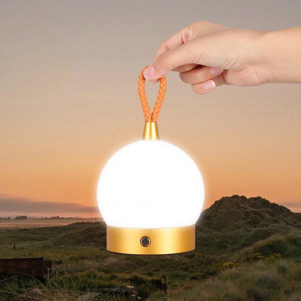 Portable Outdoor Camping Atmosphere Light Charging Table Lamp Bedroom Bedside Night Lights with Handle Orange  |  Outdoor Lamps Camping & Hiking Orange