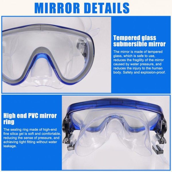 Professional Diving Mask Snorkels Set Waterproof Goggles Glasses Easy Breath Tube Set Diving Equipment black one size  |  Water Sports Exercise & Sports Black + One size