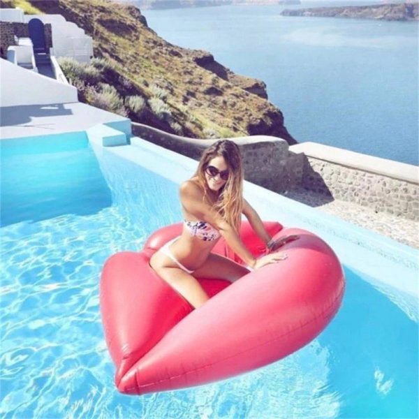 Pvc Inflatable Swimming Ring Lip-shaped Floating Bed Lie-on Pool Float Water Toys red  |  Outdoor Gadgets Camping & Hiking Outdoor Gadgets