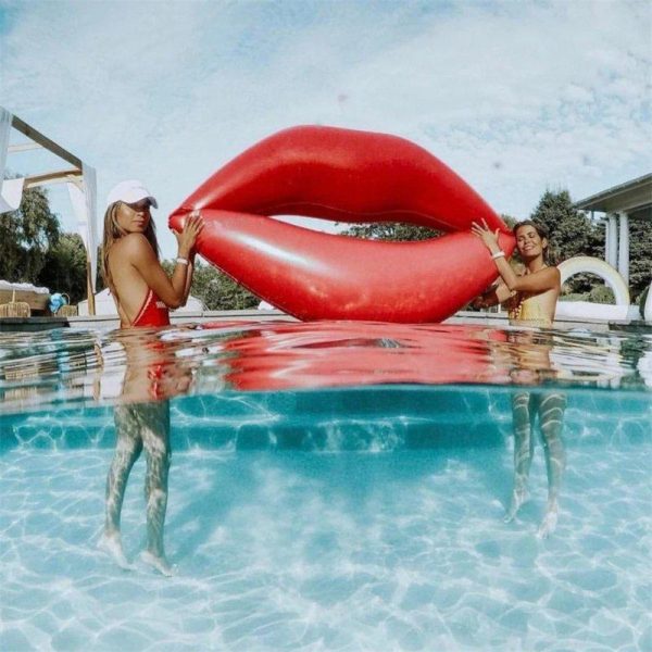 Pvc Inflatable Swimming Ring Lip-shaped Floating Bed Lie-on Pool Float Water Toys red  |  Outdoor Gadgets Camping & Hiking Outdoor Gadgets