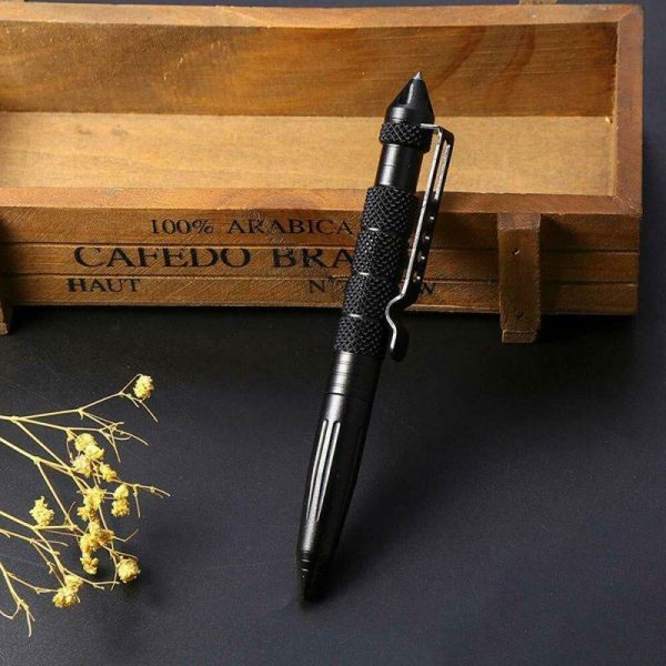 Self Defense Pen Aviation Aluminum Pen for Writing and Glass Breaker black  |  Survival Gears Camping & Hiking Black