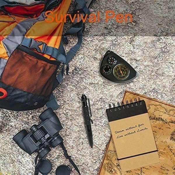 Self Defense Pen Aviation Aluminum Pen for Writing and Glass Breaker black  |  Survival Gears Camping & Hiking Black