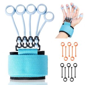 Silicone Finger Strengthener 3 Levels Resistances 40lb+60lb+75lb Finger Exerciser Recovery Physical Equipment blue  |  Fitness Equipment Exercise & Sports Blue