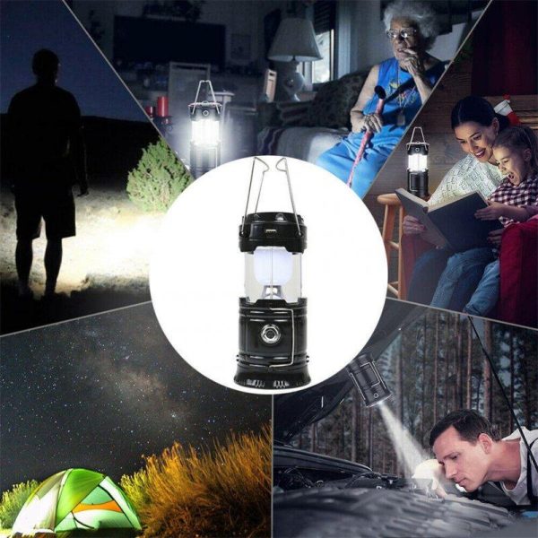 Solar Camping Flashlight Usb Rechargeable Multipurpose Portable Cob Light Outdoor Emergency Tent Lantern As shown  |  Outdoor Lamps Camping & Hiking As shown