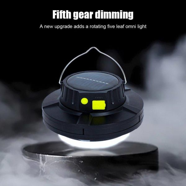 Solar Camping Light 5 Leaves Rotating Usb Rechargeable Tent Lantern Portable Emergency Work Lamp Black 4000mA  |  Outdoor Lamps Camping & Hiking Black 4000mA