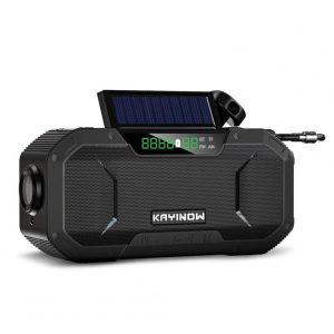 Solar Hand Crank Radio 5000mah Large Battery Capacity Portable Multifunctional Outdoor Emergency Radio Black  |  Survival Gears Camping & Hiking Black