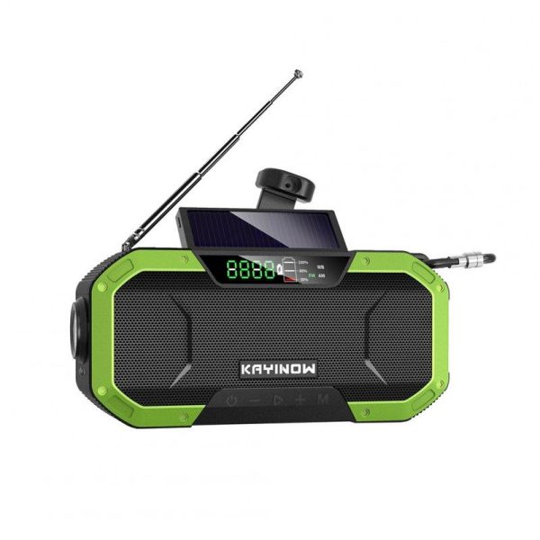 Solar Hand Crank Radio 5000mah Large Battery Capacity Portable Multifunctional Outdoor Emergency Radio green  |  Survival Gears Camping & Hiking Green