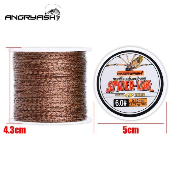 Spider-Line Series 100m PE Braided Fishing Line Camouflag 4 Strands 20- 220LB Multifilament Fishing Line brown  |  Fishing Reels & Rods Fishing Reels & Rods Brown + 0.37mm-50LB