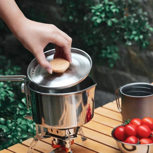 Stainless Steel Camping Pot With Lid And Removable Handle Camp Boiling Pot For Picnic Hiking Backpacking 34 Ounces kettle pot 1L  |  Camp Kitchen Camp Kitchen Camp Kitchen