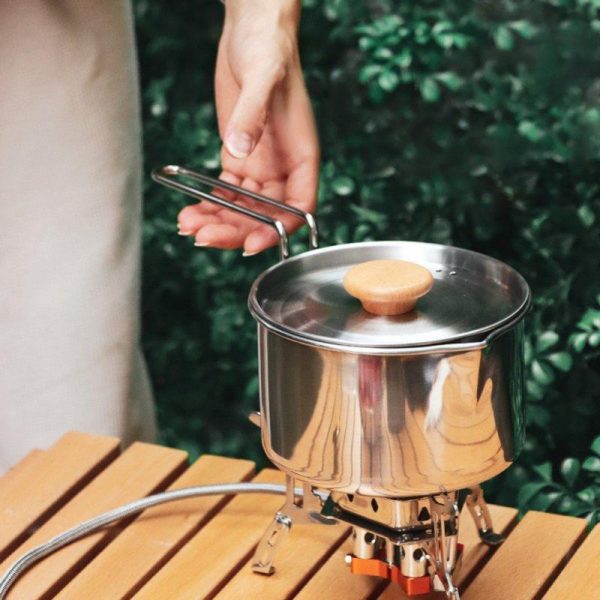 Stainless Steel Camping Pot With Lid And Removable Handle Camp Boiling Pot For Picnic Hiking Backpacking 34 Ounces kettle pot 1L  |  Camp Kitchen Camp Kitchen Camp Kitchen