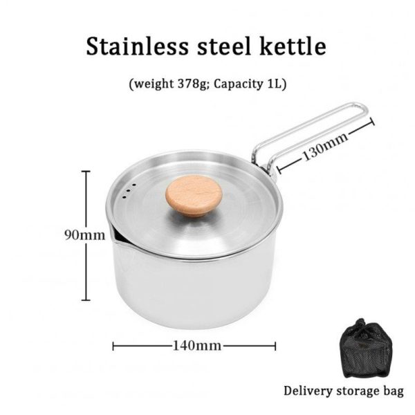 Stainless Steel Camping Pot With Lid And Removable Handle Camp Boiling Pot For Picnic Hiking Backpacking 34 Ounces kettle pot 1L  |  Camp Kitchen Camp Kitchen Camp Kitchen