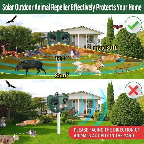 Ultrasonic Waterproof Animal Repellent 13.5 Khz -45.5 Khz Ip44 Waterproof Cat Dog Repellent Deterrent Green  |  Telescopes & Binoculars Camping & Hiking Green