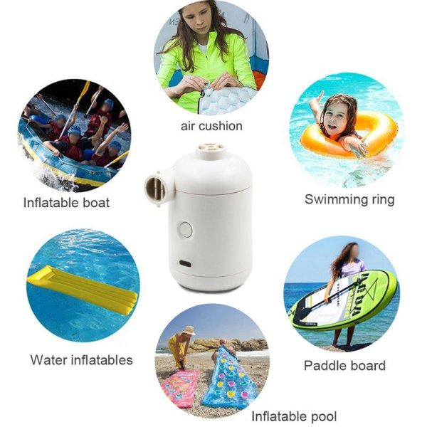 Usb Electric Air Pump Portable Lightweight Outdoor Camping Supplies For Air Mattresses Swimming Ring White  |  Water Sports Exercise & Sports Water Sports